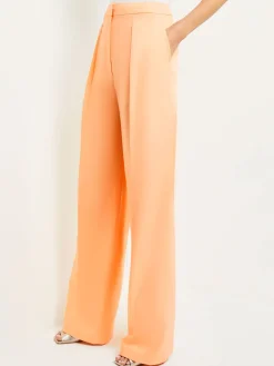 Zipper Fly Wide Leg Pants - Faux Cupro Silk|Misook Fashion